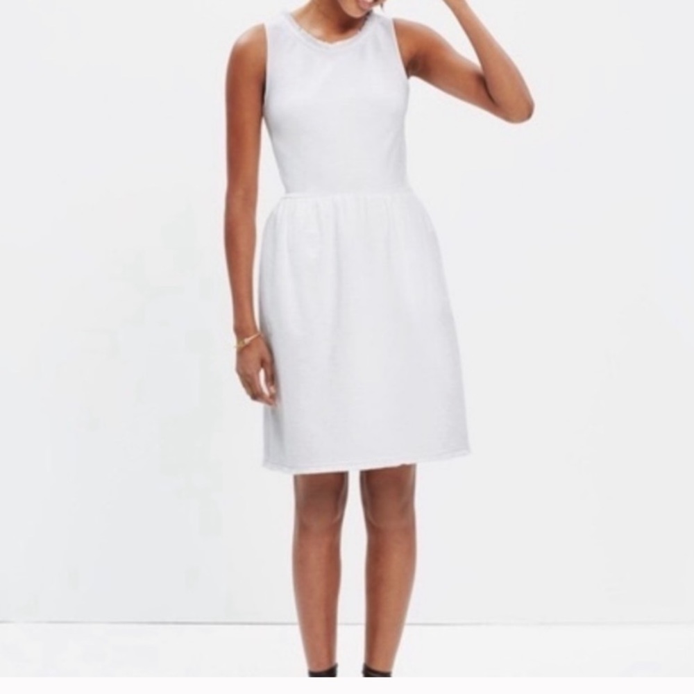 Madewell white fringe trimmed dress